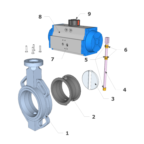 Spring Return Lugged Butterfly Valve Construction