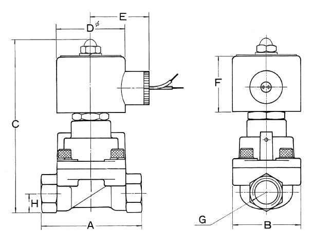 Brass High Pressure Solenoid Valve Normally Closed Dimensions