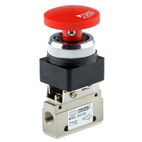 3 Way 2 position Palm Button Latching Valve